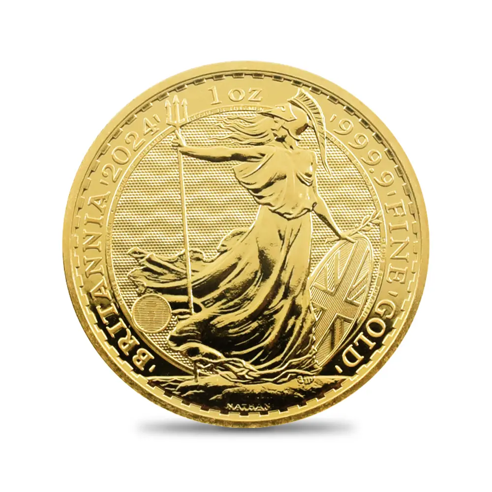 地金型2：3980 イギリス 2024 チャールズ3世 ブリタニア 100ポンド1オンス地金型金貨【1枚】 (コインケース付き)【ご予約承り品】