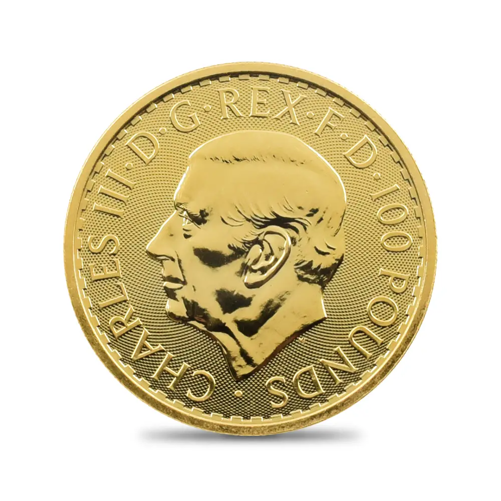 地金型3：3980 イギリス 2024 チャールズ3世 ブリタニア 100ポンド1オンス地金型金貨【1枚】 (コインケース付き)【ご予約承り品】