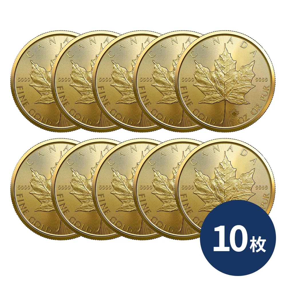 カナダ 2023 メイプルリーフ 50ドル 1オンス 金貨 【10枚】 (コインケース付き)