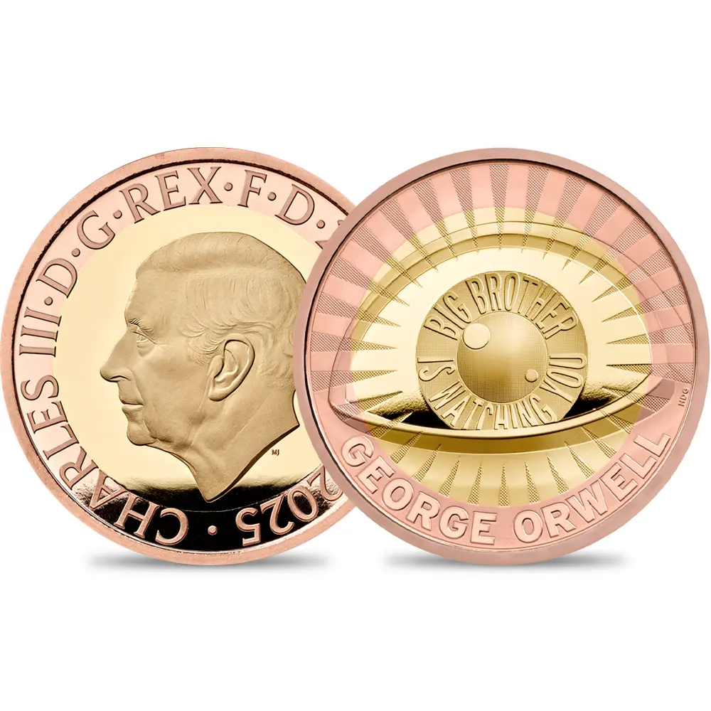 2025 チャールズ3世 ジョージ・オーウェル 2ポンドプルーフ2色金貨 未鑑定 箱付き【ご予約承り品】