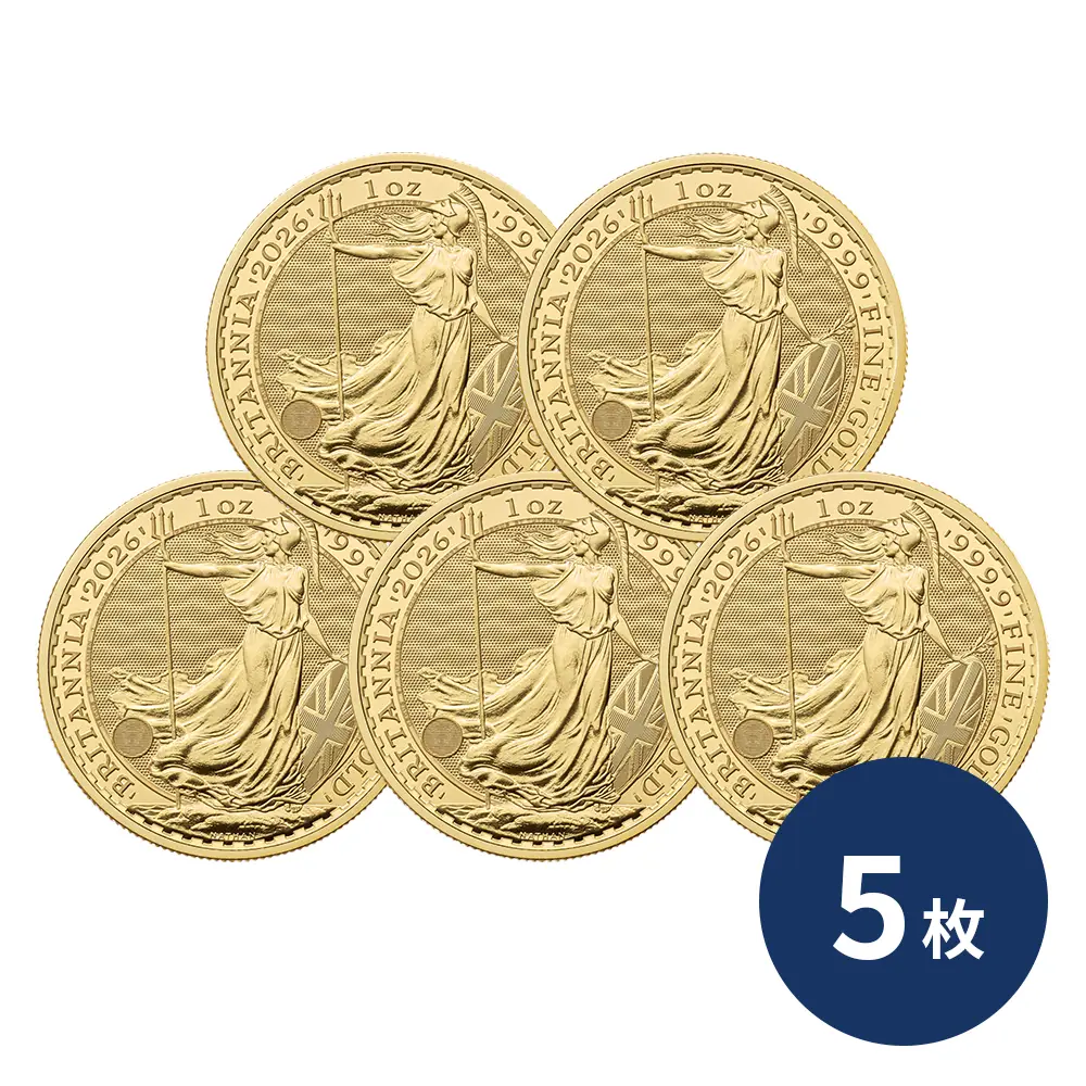 イギリス 2026 チャールズ3世 ブリタニア 100ポンド 1オンス 金貨【5枚】 (ブリスターパック付き)