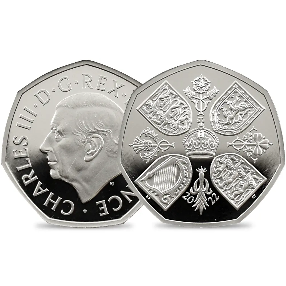 イギリス 2022 チャールズ3世 エリザベス2世追悼記念 50ペンスプルーフプラチナ貨 未鑑定 箱付き