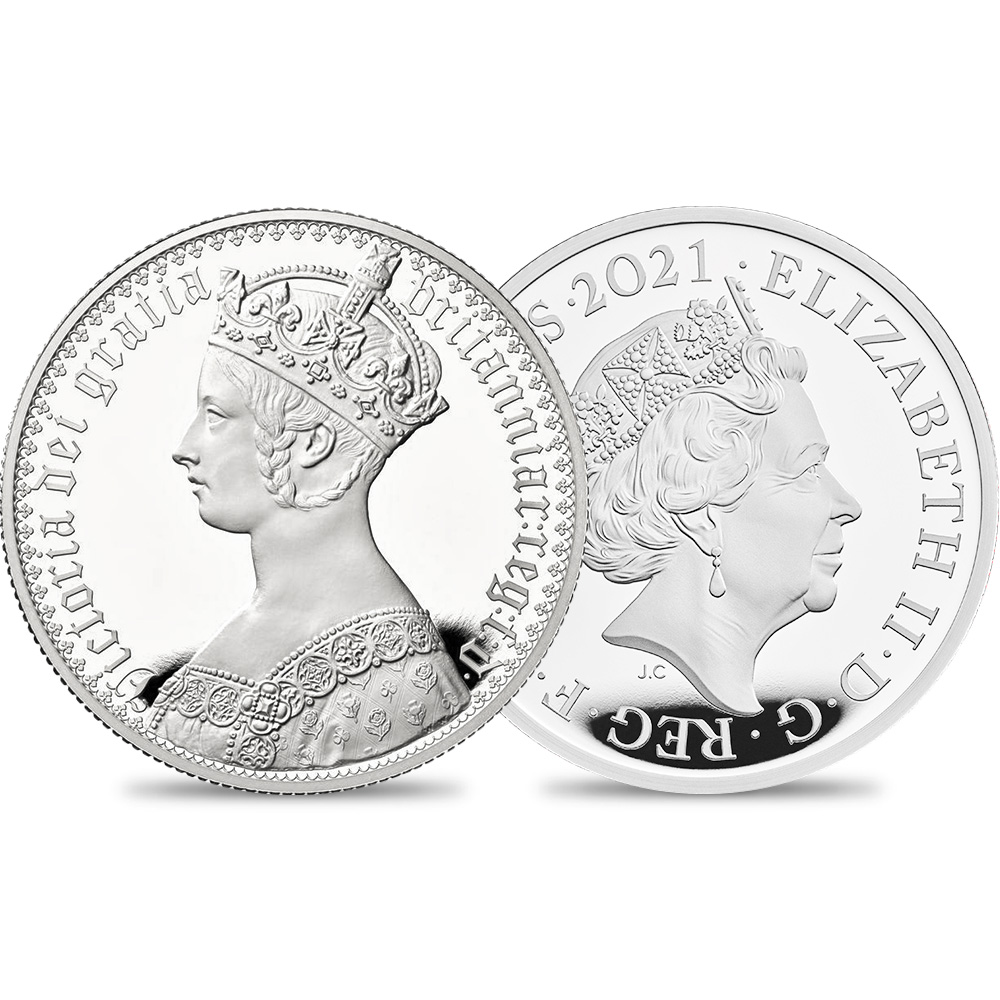 2021 エリザベス2世 ゴチッククラウン・ポートレート 5ポンド2オンスプルーフ銀貨  未鑑定 ロイヤルミント発行 発行数3750枚