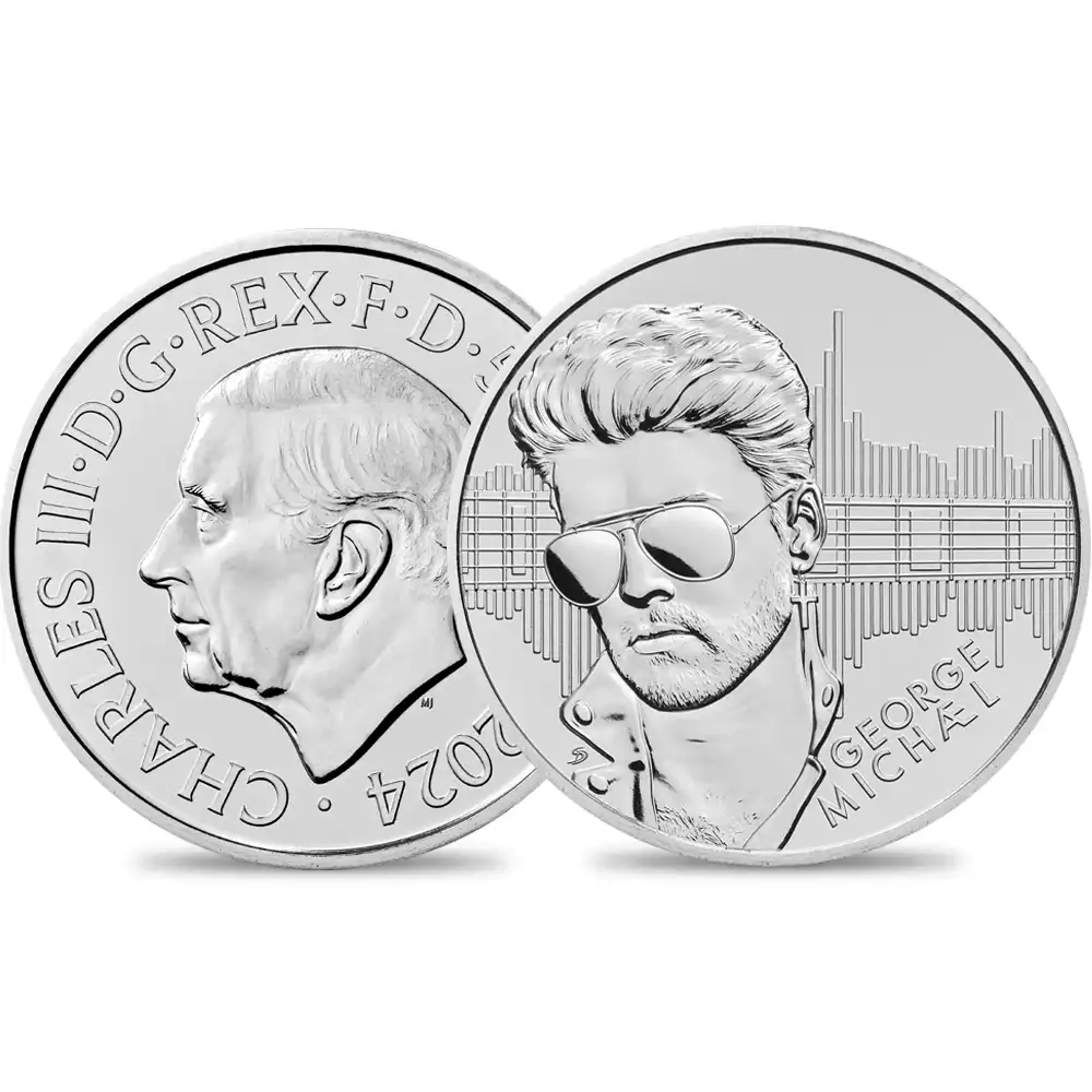 2024 チャールズ3世 ミュージックレジェンド 第8弾 ジョージ・マイケル 5ポンドBU白銅貨 未鑑定 パッケージ付き