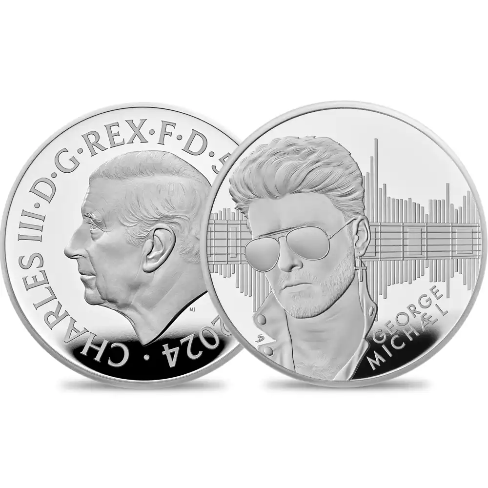2024 チャールズ3世 ミュージックレジェンド 第8弾 ジョージ・マイケル 5ポンド2オンスプルーフ銀貨 未鑑定 箱付き【ご予約承り品】