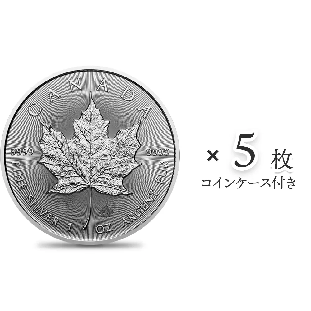 カナダ 2024 メイプルリーフ 5ドル 1オンス 地金型銀貨 【5枚】 (コインケース付き)