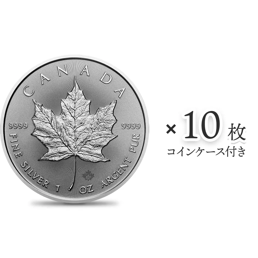 カナダ 2024 メイプルリーフ 5ドル 1オンス 地金型銀貨 【10枚】 (コインケース付き)