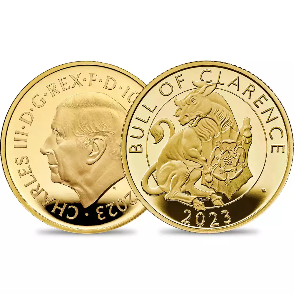 2023 チャールズ3世 ロイヤルテューダービースト クラレンスの雄牛 100ポンド1オンスプルーフ金貨 未鑑定 箱付き【ご予約承り品】