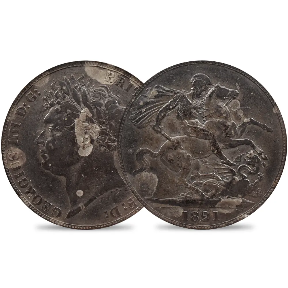 1821 ジョージ4世 聖ジョージ竜退治 クラウン銀貨 PCGS Genuine Cleaning - VF Details S-3805