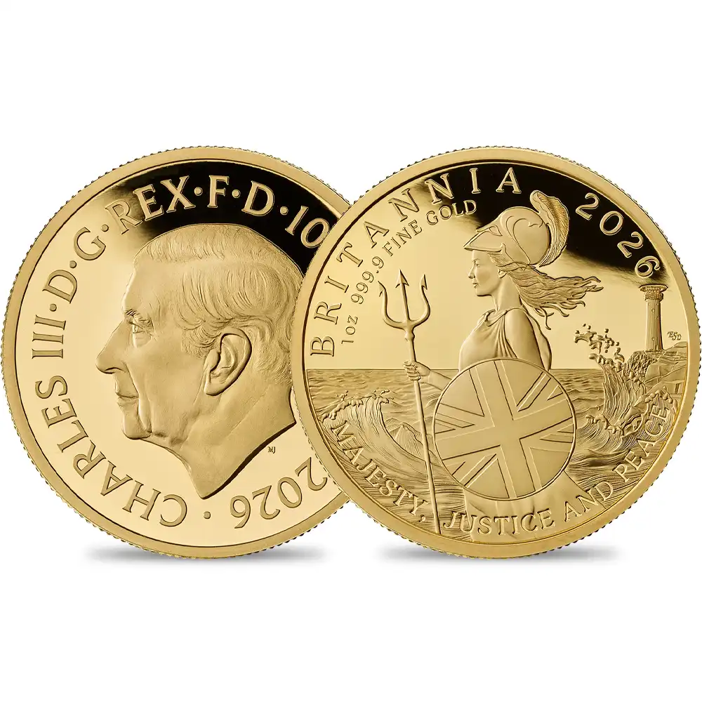 イギリス 2026 チャールズ3世 ブリタニア 100ポンド1オンス プルーフ金貨 未鑑定 箱付き【ご予約承り品】