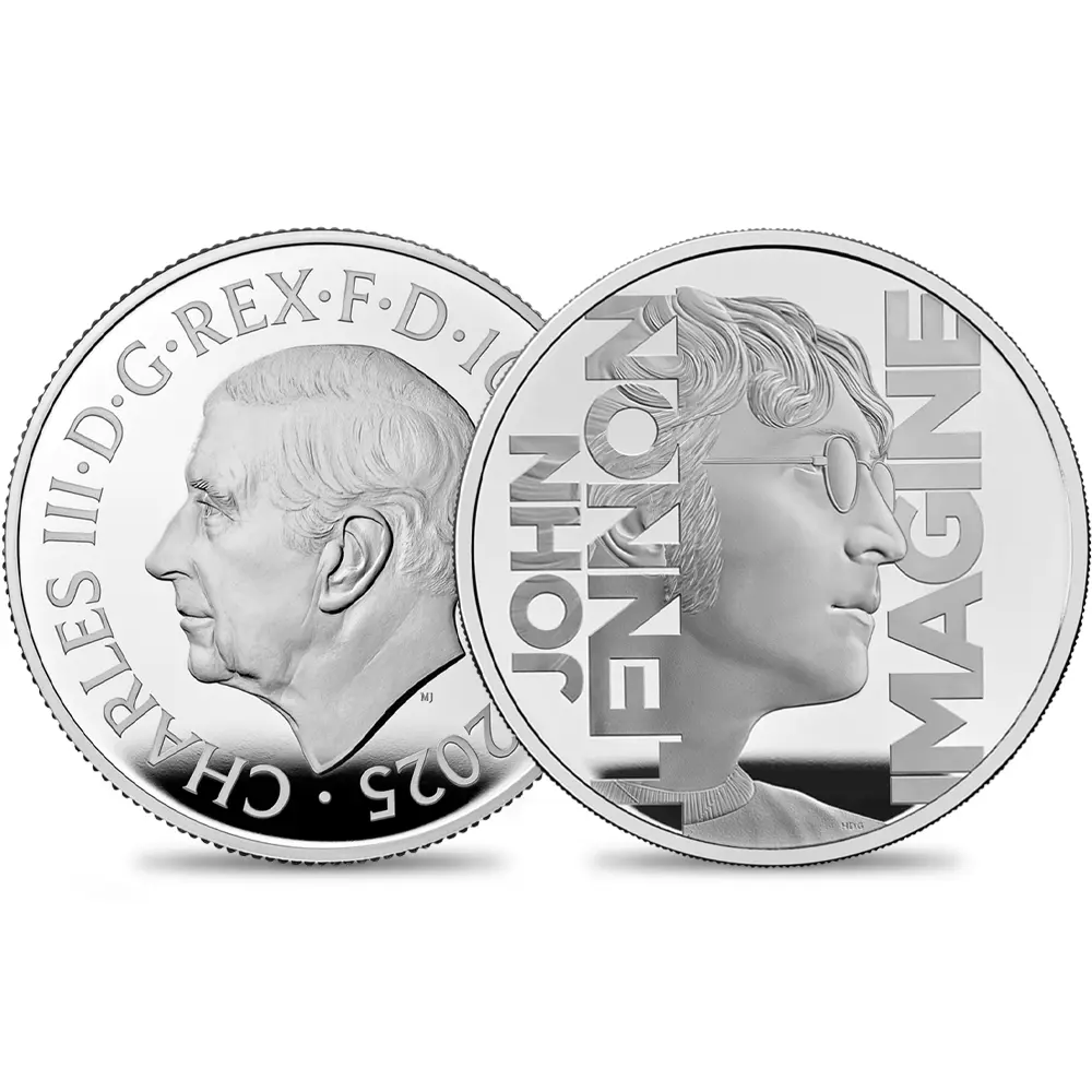 2025 チャールズ3世 ミュージックレジェンド第10弾 ジョン・レノン 10ポンド5オンスプルーフ銀貨 未鑑定 箱付き