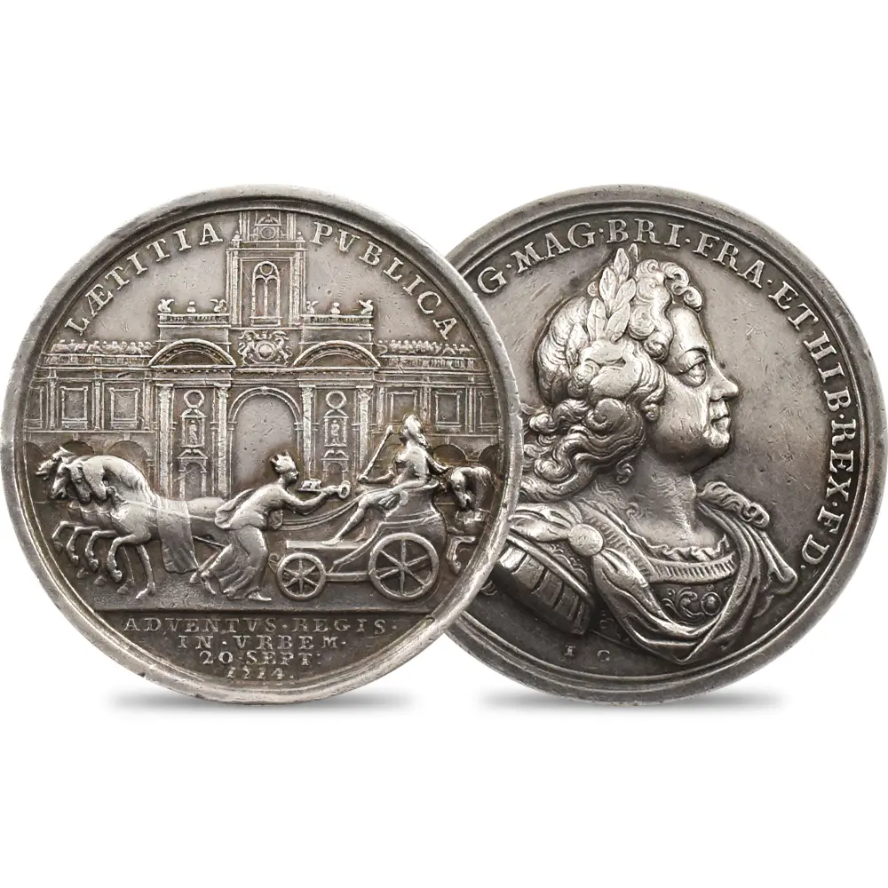 イギリス 1714 ジョージ1世 ロンドン入城記念 銀メダル NGC AU53