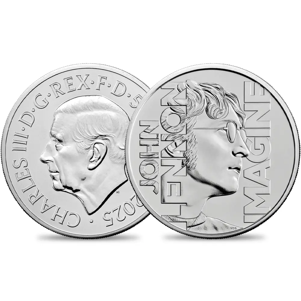 2025 チャールズ3世 ミュージックレジェンド第10弾 ジョン・レノン 5ポンド BU白銅貨 未鑑定 パッケージ付き