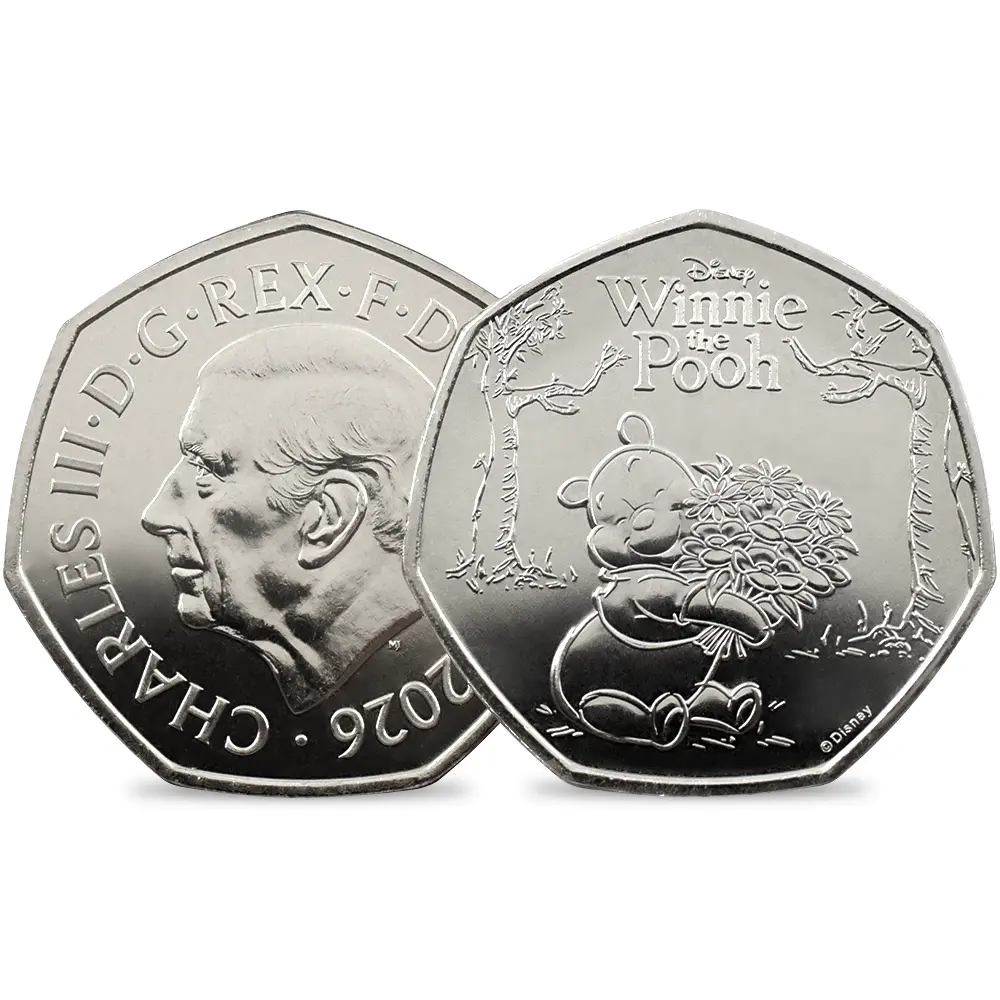 イギリス 2026 チャールズ3世 くまのプーさん100周年記念 第1弾 50ペンスBU白銅貨 未鑑定 パッケージ付き