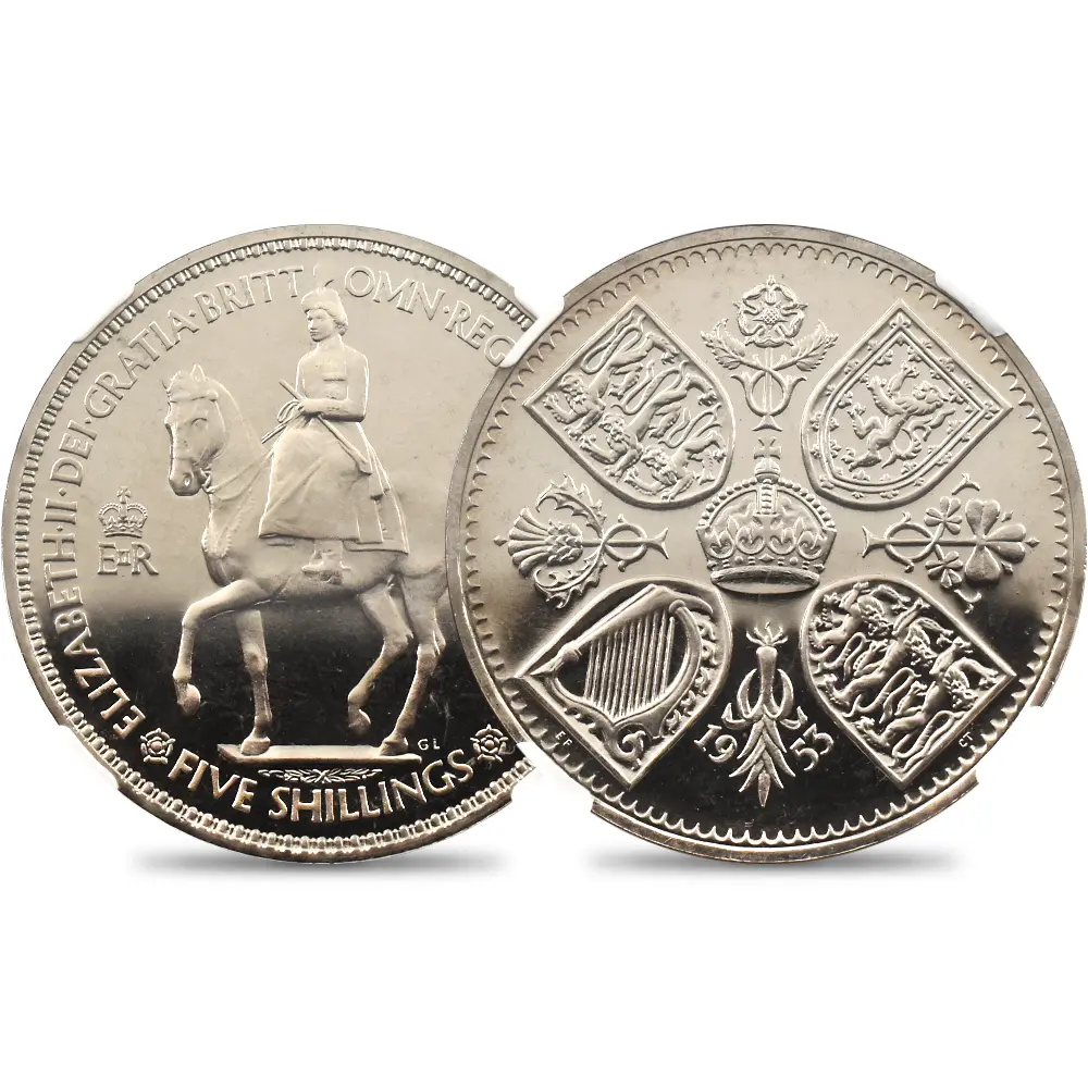 イギリス 1953 エリザベス2世 エリザベス2世戴冠記念 クラウン白銅貨 NGC PF66CA