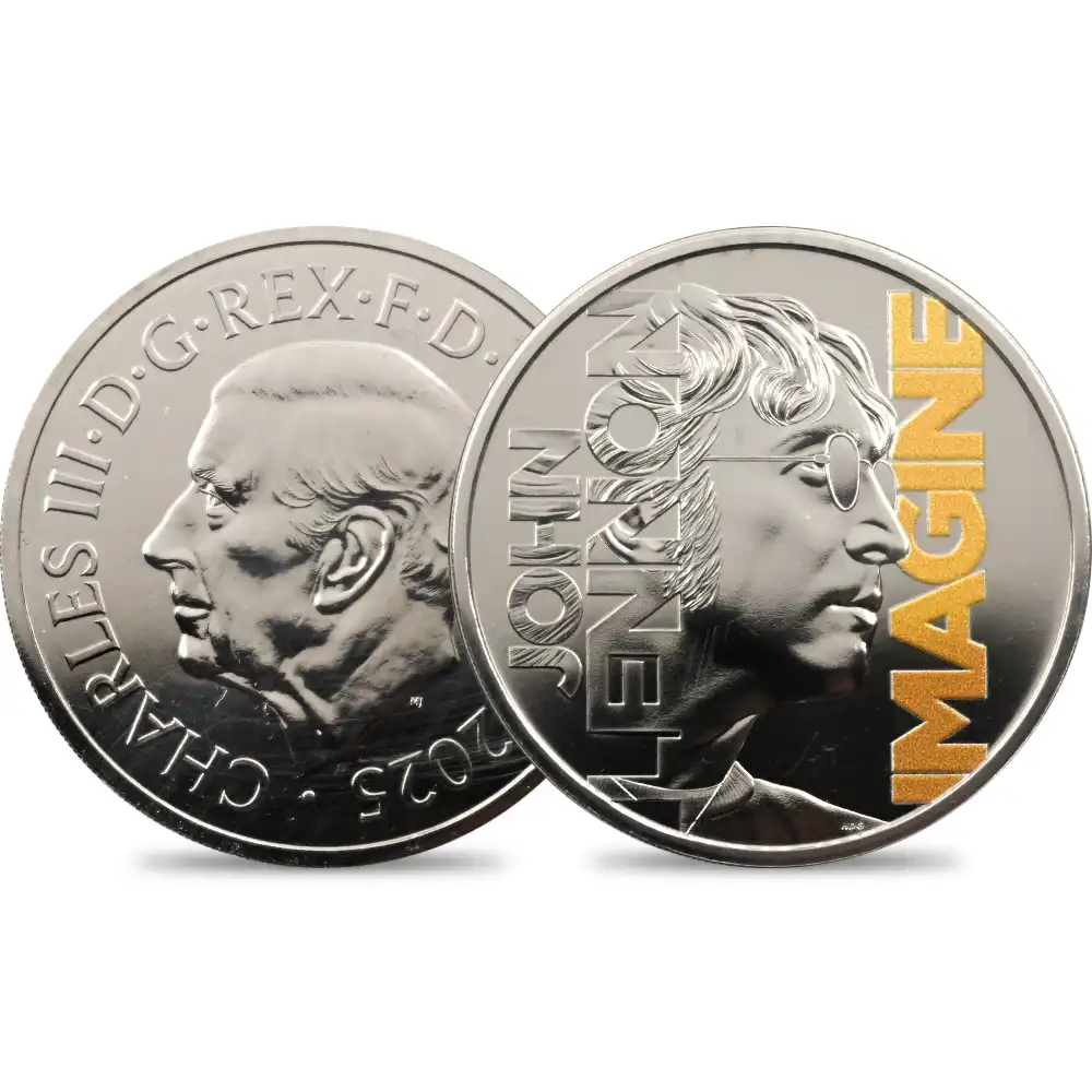 2025 チャールズ3世 ミュージックレジェンド第10弾 ジョン・レノン 5ポンド BUカラー白銅貨 未鑑定 パッケージ付き