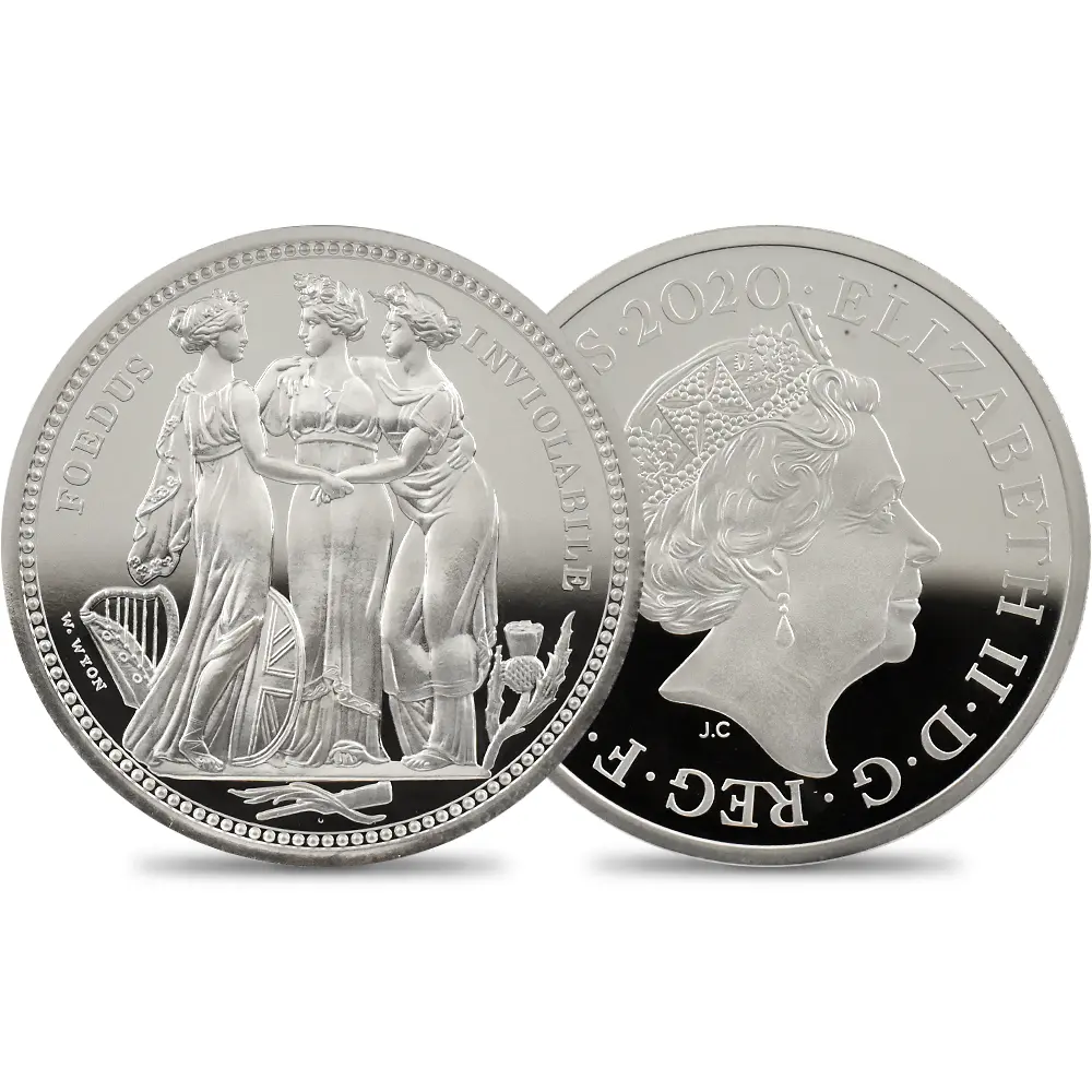 イギリス 2020 エリザベス2世 スリーグレーセス 5ポンド2オンス銀貨 ファーストリリース NGC PF70UC