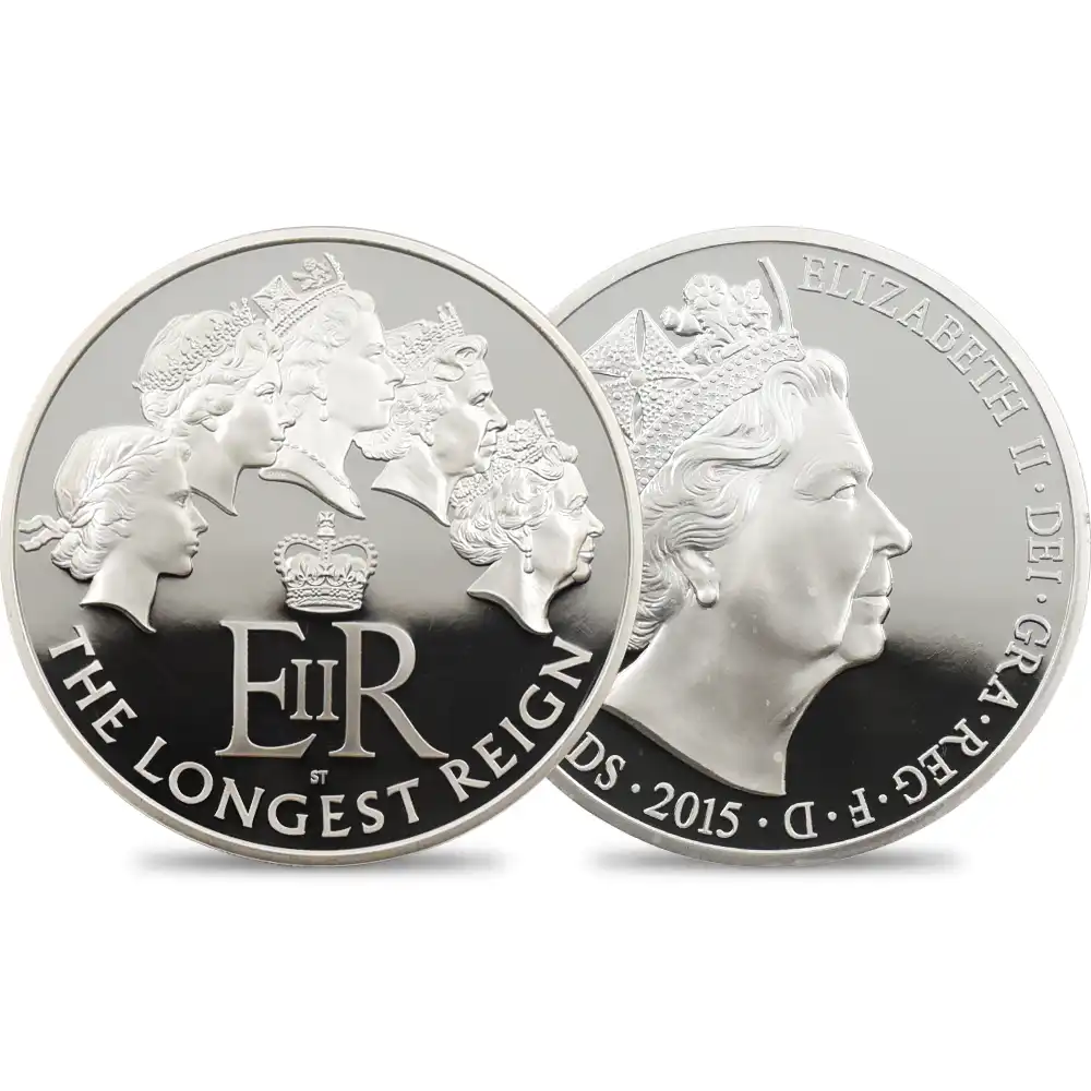 イギリス 2015 エリザベス2世 最長在位記念 10ポンド5オンス銀貨 ファースト500ストラック NGC PF69UC