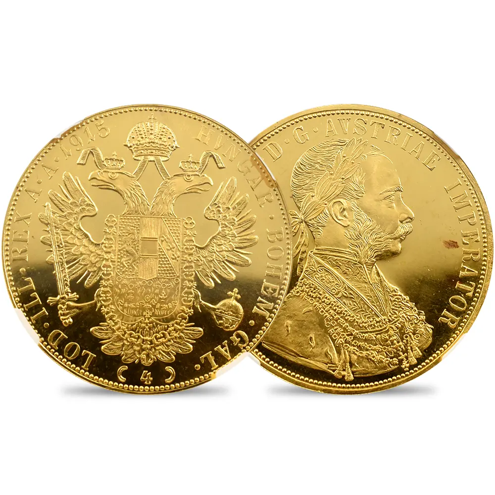 オーストリア 1915 フランツ・ヨーゼフ1世 4ダカット 金貨 リストライク NGC MS67