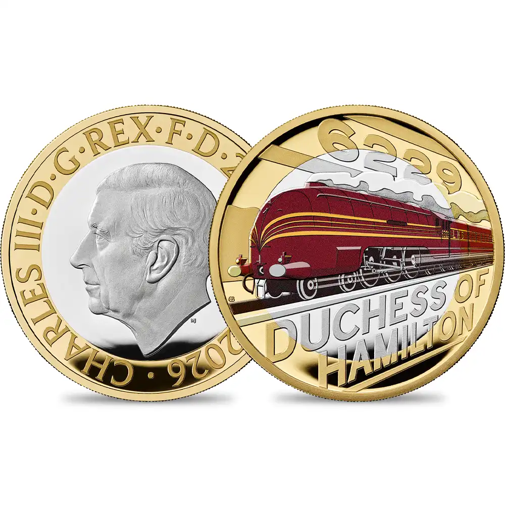 イギリス 2026 チャールズ3世 ダッチェス・オブ・ハミルトン 2ポンドプルーフカラー銀貨 金メッキ付 未鑑定 箱付き【ご予約承り品】
