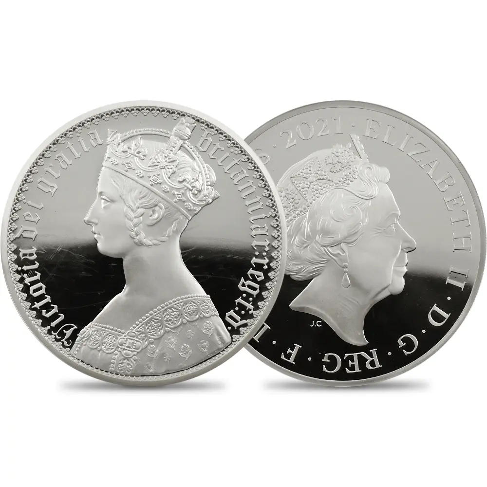 イギリス 2021 エリザベス2世 ゴチッククラウン・ポートレート 10ポンド5オンス銀貨 NGC PF69UC