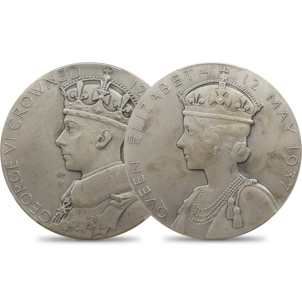 イギリス 1937 ジョージ6世 戴冠記念 銀メダル マットプルーフ仕上げ PCGS SP63 Eimer-2046a 箱付き