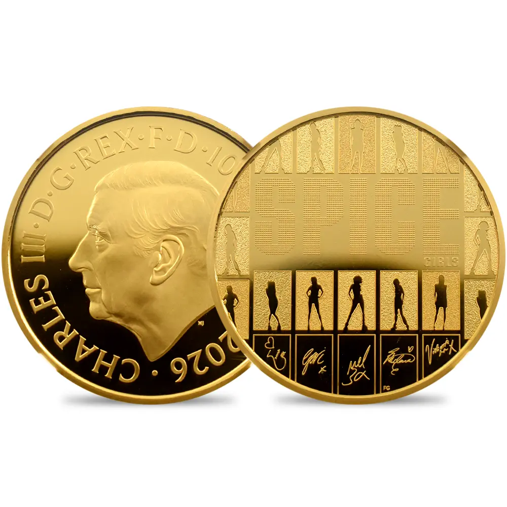 イギリス 2026 チャールズ3世 ミュージックレジェンド第13弾 スパイス・ガールズ 100ポンド1オンス 金貨 発行即日鑑定品 NGC PF70UC 箱付き