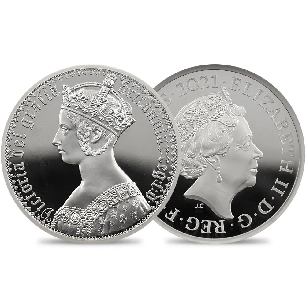 イギリス 2021 エリザベス2世 ゴチッククラウン・ポートレート 5ポンド2オンス銀貨 ファーストリリース NGC PF70UC