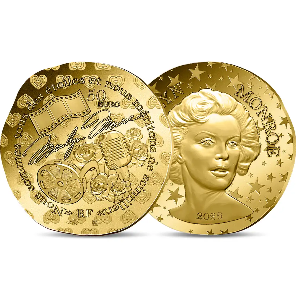 【鑑定オプション付き】フランス 2026 マリリン・モンロー生誕100周年記念 50ユーロ1/4オンス 金貨 特別仕様 未鑑定 箱付き【ご予約承り品・納期約6か月】