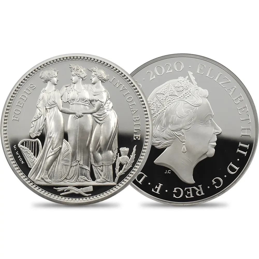イギリス 2020 エリザベス2世 スリーグレーセス 10ポンド5オンス銀貨 ファーストリリース NGC PF70UC  箱付き
