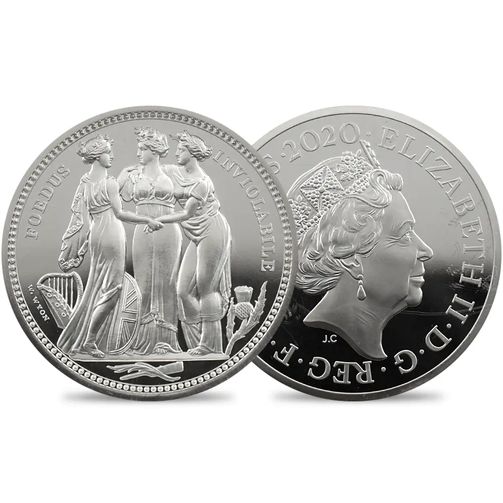 イギリス 2020 エリザベス2世 スリーグレーセス 5ポンド2オンス銀貨 ファーストリリース NGC PF70UC 箱付き