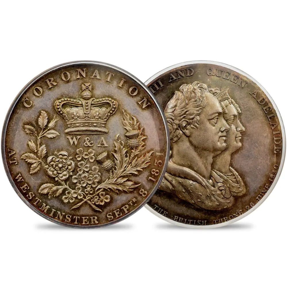 1831 ウィリアム4世＆アデレード王妃 戴冠記念 銀メダル PCGS SP64 BHM-1498