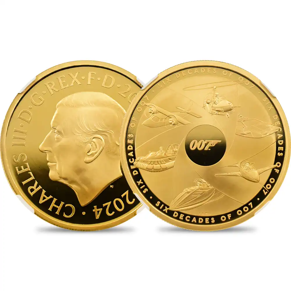 2024 チャールズ3世 「007の60年」ボンド映画記念シリーズ コンプリーター 200ポンド 2オンス金貨 NGC PF70UC 箱付き