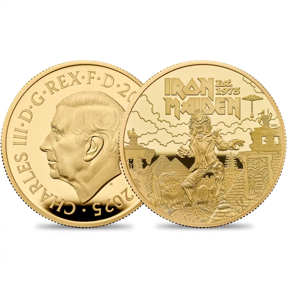 2025 チャールズ3世 ミュージックレジェンド第11弾 アイアン・メイデン 200ポンド2オンス プルーフ金貨 未鑑定 箱付き【ご予約承り品】