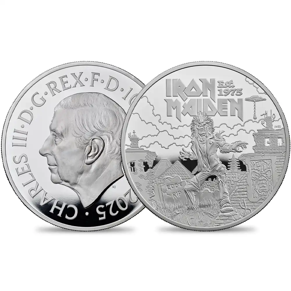 2025 チャールズ3世 ミュージックレジェンド第11弾 アイアン・メイデン 10ポンド5オンス プルーフ銀貨 未鑑定 箱付き【ご予約承り品】