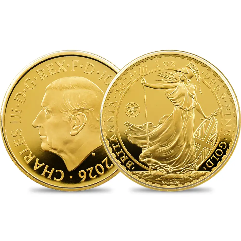 イギリス 2026 チャールズ3世 ブリタニア 100ポンド 1オンス プルーフ金貨 黄金桜マーク入り 箱付き