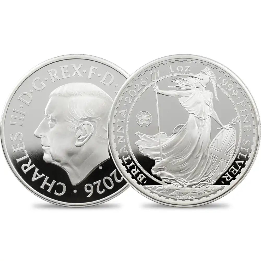イギリス 2026 チャールズ3世 ブリタニア 2ポンド 1オンス プルーフ銀貨 白銀桜マーク入り 箱付き