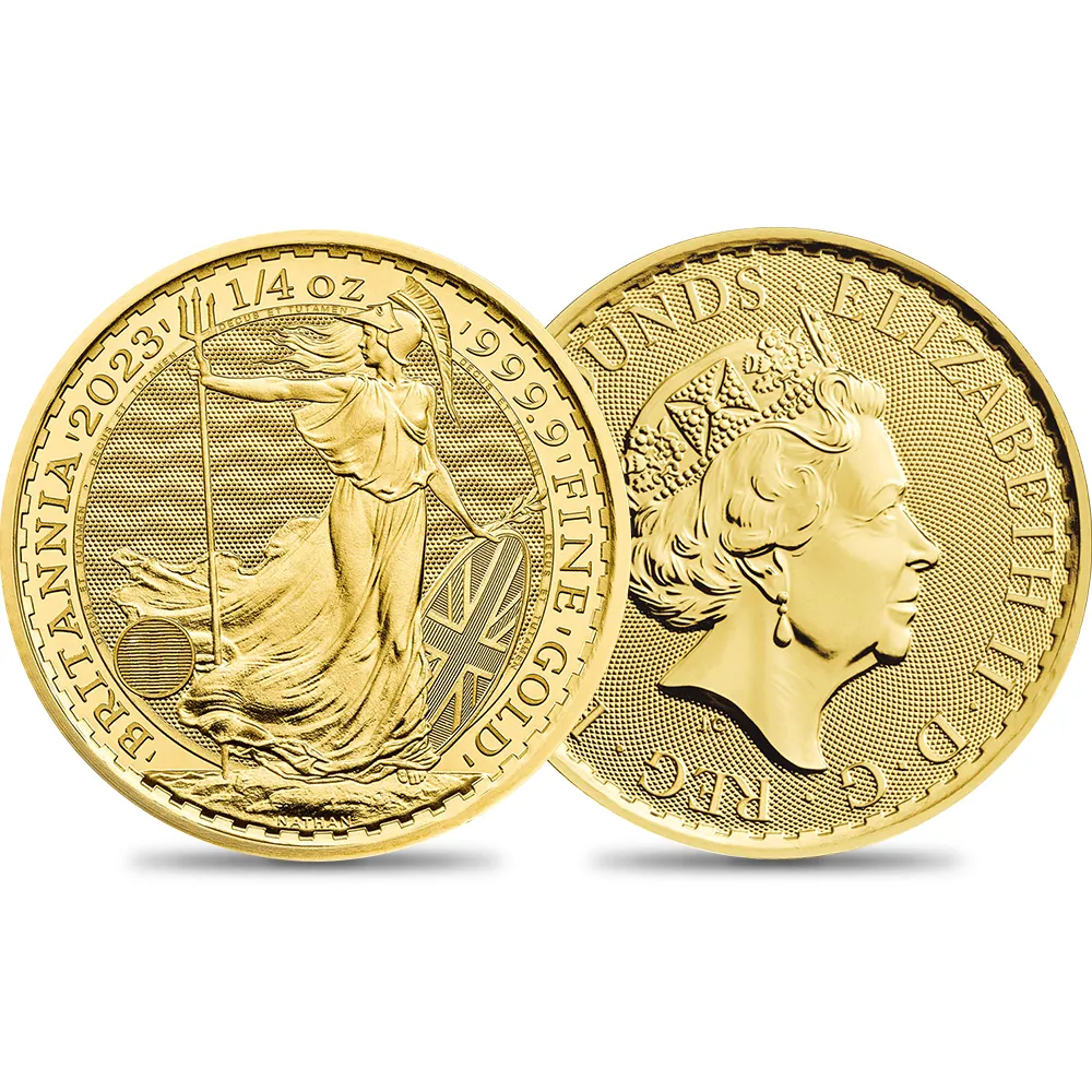 イギリス 2023 エリザベス2世 ブリタニア 25ポンド 1/4オンス 地金型金貨 NGC MS70 最終発行1/500枚