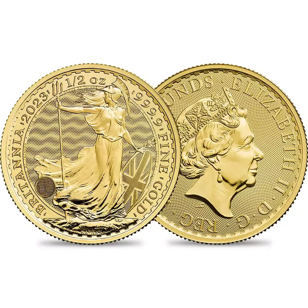 イギリス 2023 エリザベス2世 ブリタニア 50ポンド 1/2オンス 地金型金貨 NGC MS70 最終発行1/500枚