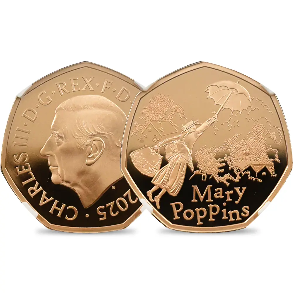 2025 チャールズ3世 メリー・ポピンズ 50ペンス金貨 NGC PF70UC 箱付き