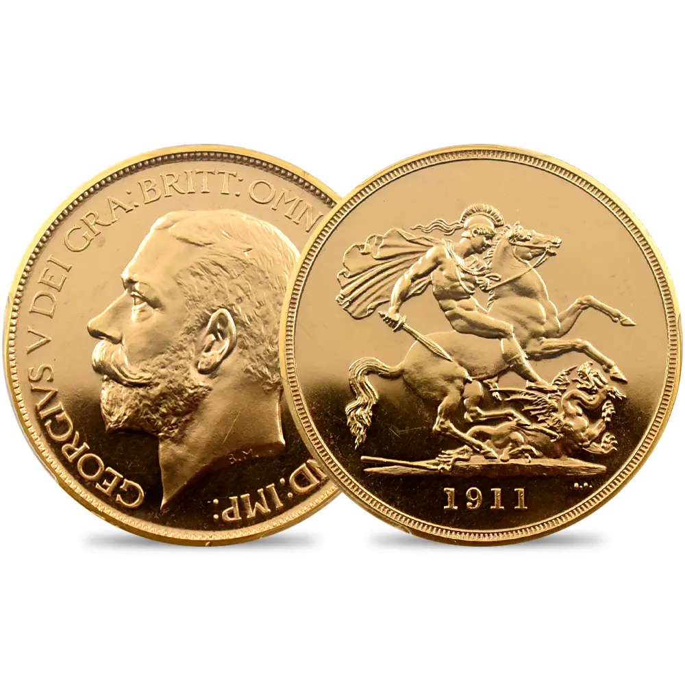 1911 ジョージ5世 聖ジョージ竜退治 5ポンド金貨 PCGS PR64CA S-3994 WR-414