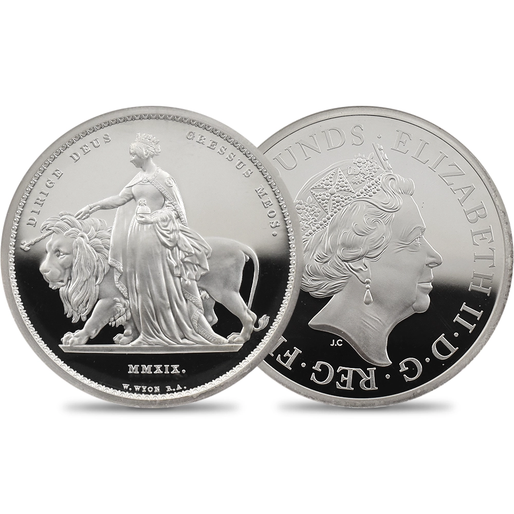 イギリス 2019 エリザベス2世 ウナ＆ライオン 5ポンド2オンス銀貨 NGC PF69UC 箱付き