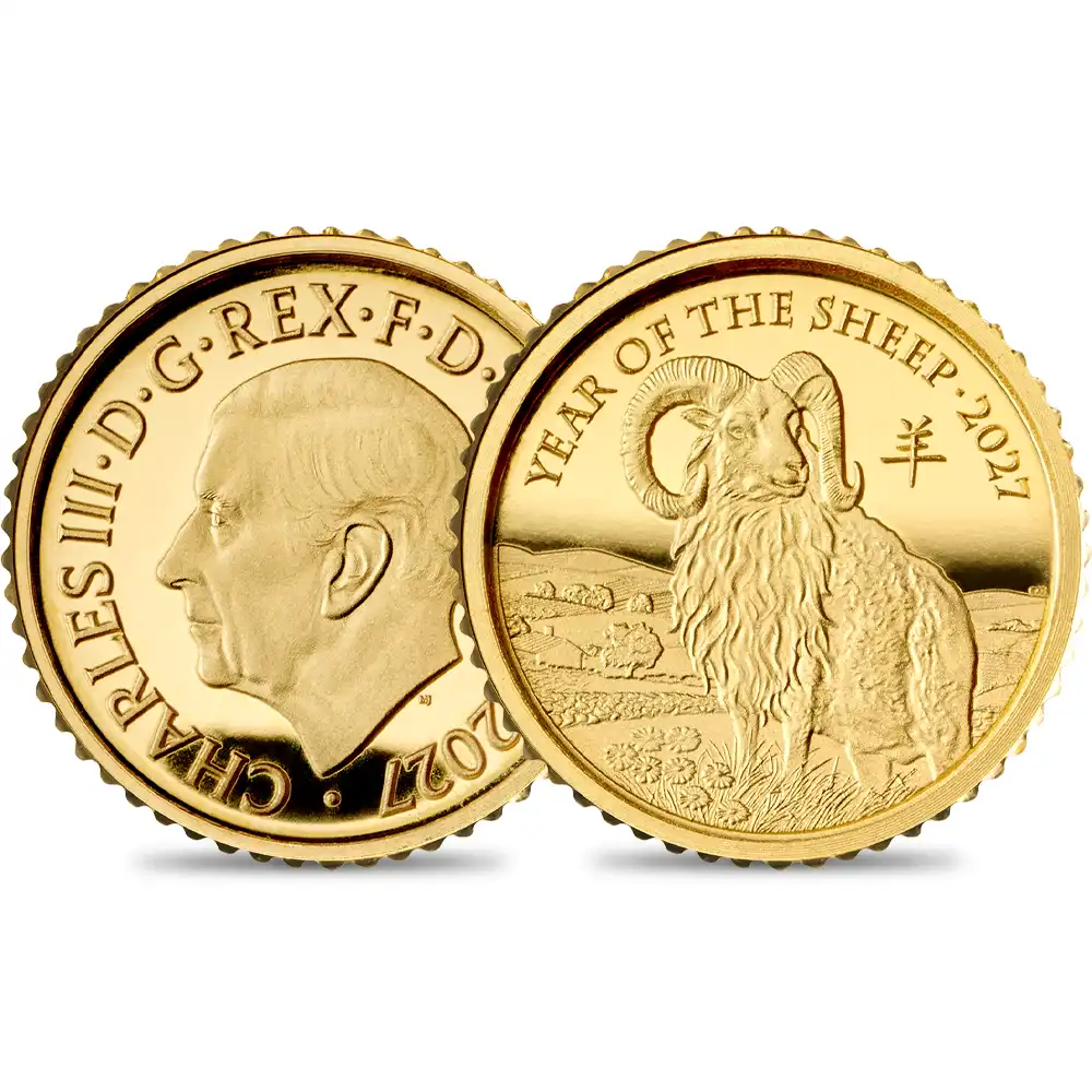 イギリス 2027 チャールズ3世 干支未年 羊年 50ペンス1/40オンスプルーフ金貨 パッケージ付き【ご予約承り品】