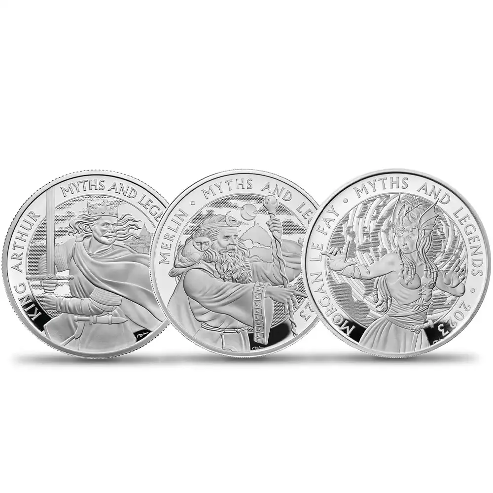 2023 チャールズ3世 神話と伝説シリーズ  3枚セット 2ポンド1オンスプルーフ銀貨  未鑑定【ご予約承り品】