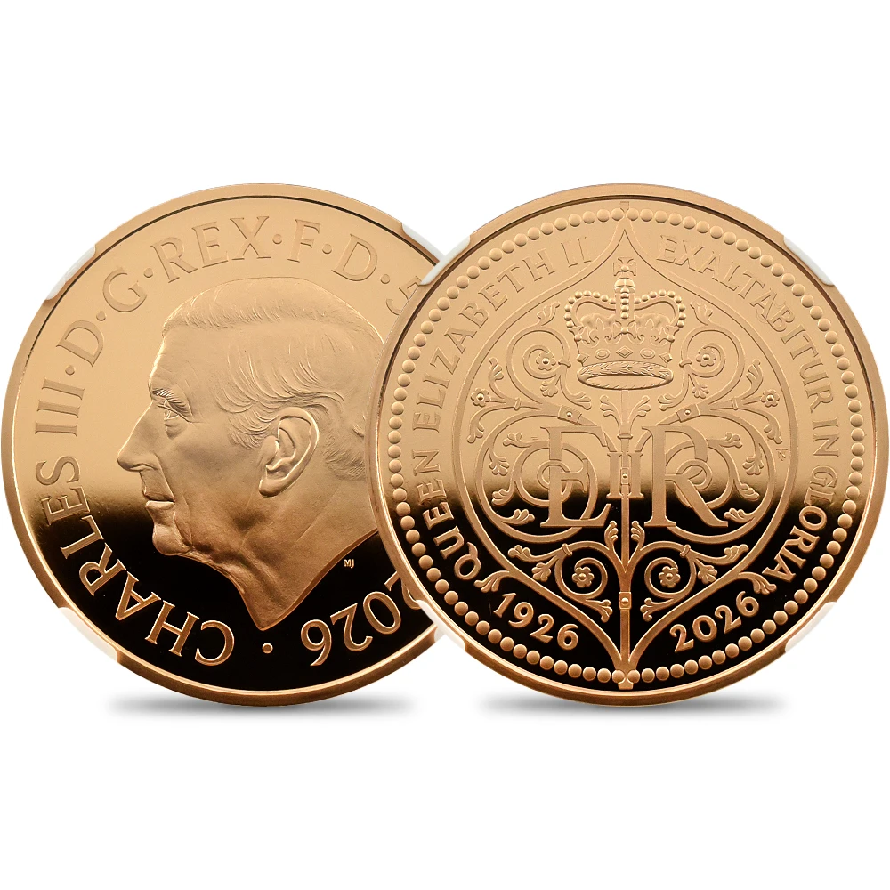 イギリス 2026 チャールズ3世 エリザベス2世生誕100周年記念 5ポンド 金貨 ファーストリリース NGC PF70UC チャールズ3世ラベル 箱付き