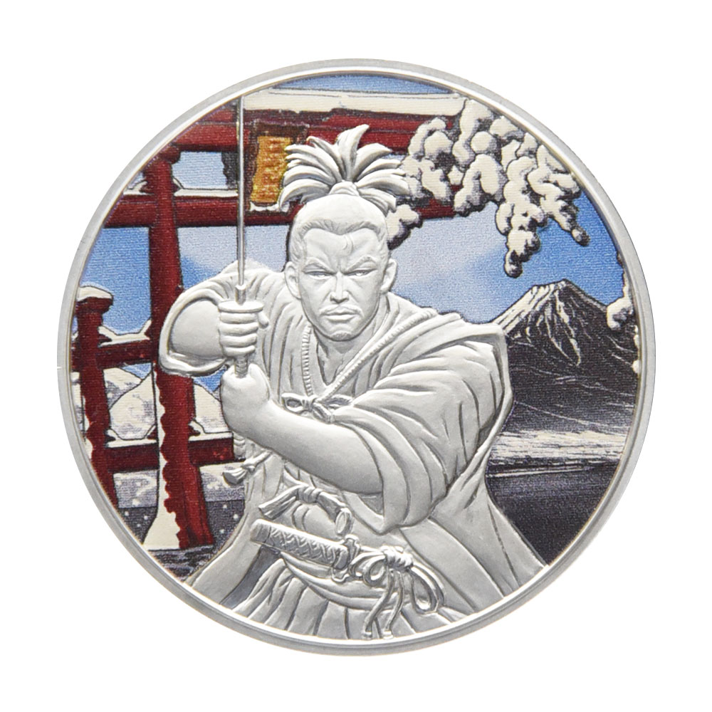 フィジー 2022 古代の戦士シリーズ 第一弾 侍 50セント 1オンス カラー銀貨