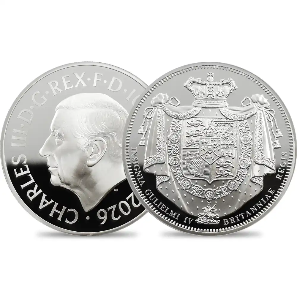 イギリス 2026 チャールズ3世 ウィリアム4世クラウン 10ポンド5オンス銀貨 ファーストリリース NGC PF70UC チャールズ3世ラベル 箱付き