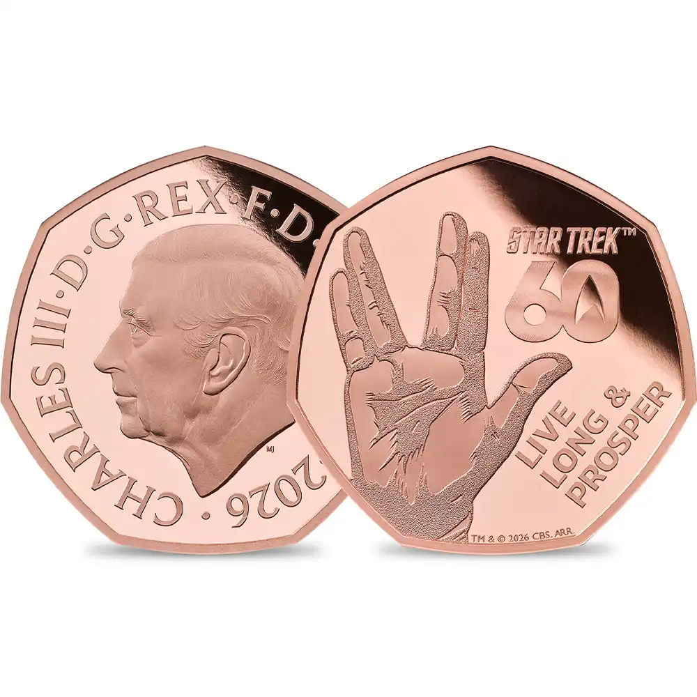 イギリス 2026 チャールズ3世 「スタートレック」60周年記念 50ペンスプルーフ金貨 箱付き【ご予約承り品】