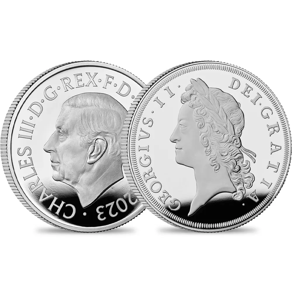2023 チャールズ3世 英国君主コレクション第8弾 ジョージ2世 2ポンド1オンスプルーフ銀貨 未鑑定 箱付き【ご予約承り品】