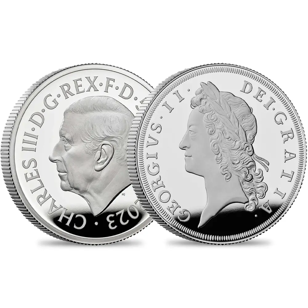 2023 チャールズ3世 英国君主コレクション第8弾 ジョージ2世 5ポンド2オンスプルーフ銀貨 未鑑定 箱付き【ご予約承り品】
